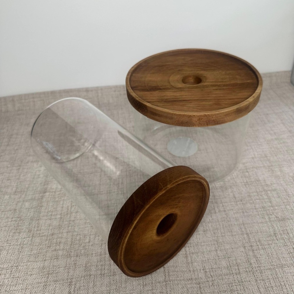 Threshold Target Glass Canister Set Wood Lids Clear Kitchen Storage Jars